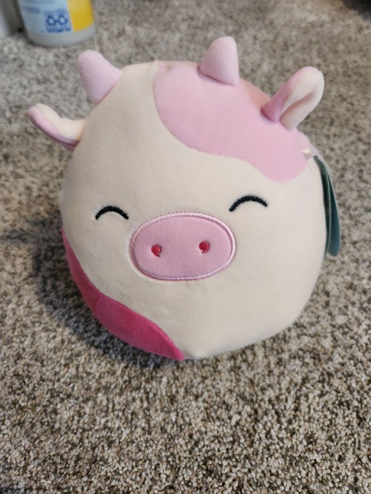 Original Squishmallows Caedyn Pink & White Cow Plush Stuffed Animal Toy 8 Inch