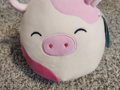 Original Squishmallows Caedyn Pink & White Cow Plush Stuffed Animal Toy 8 Inch