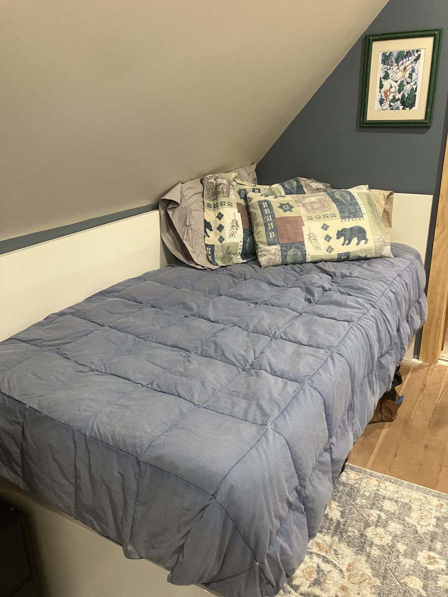 IKEA twin bed, shelves and desk