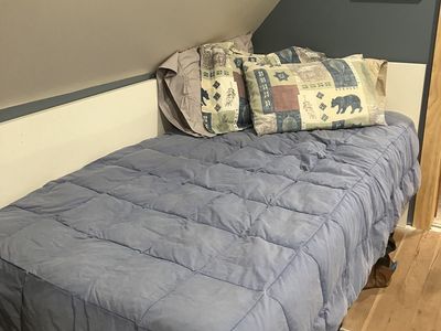 IKEA twin bed, shelves and desk