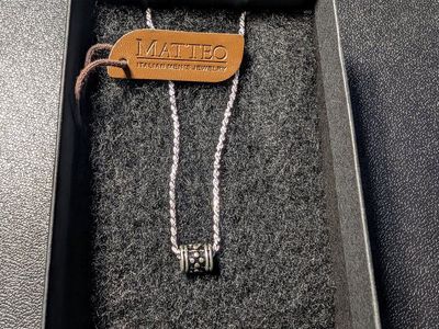 Matteo Italian Men's Jewelry Beaded Pendant Silver Tone Necklace