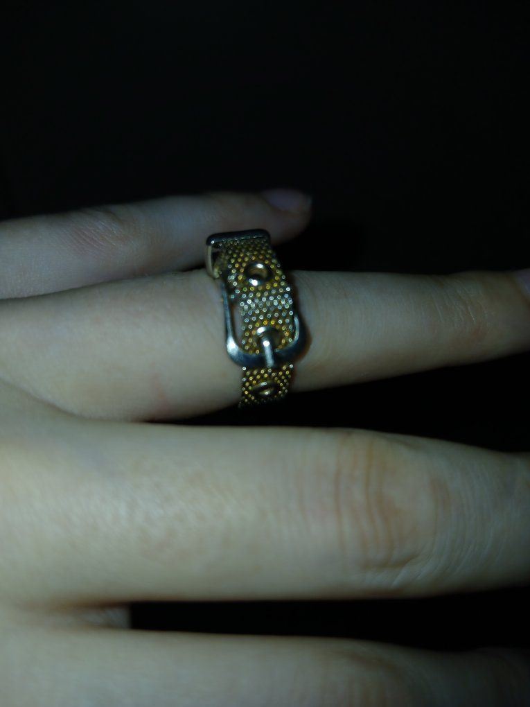 Mesh Belt Style Ring Gold Tone Metal