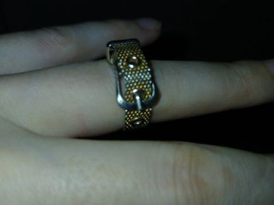 Mesh Belt Style Ring Gold Tone Metal