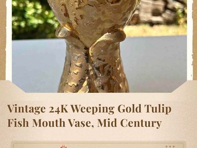 Vintage gold painted tulip vase
