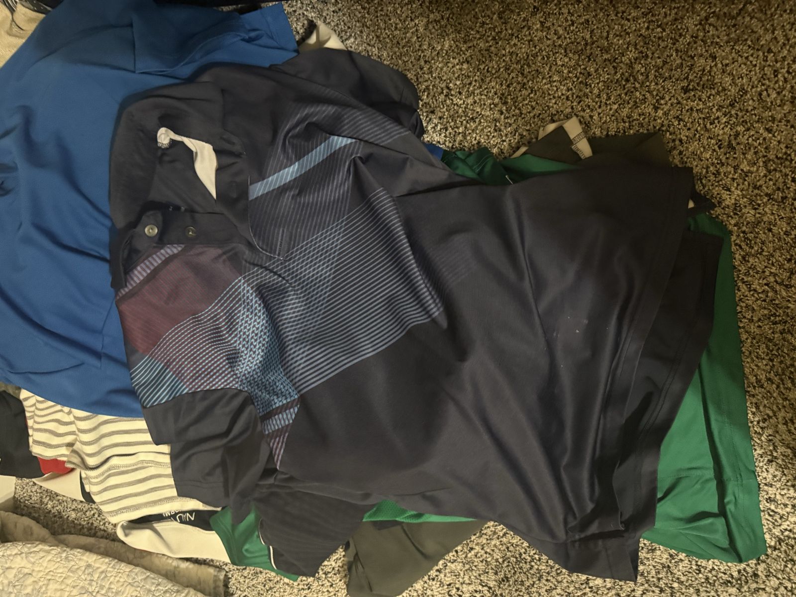 Men's Mixed Brand Polo Shirt Lot - Blue, Green, Striped Casual Polos (Medium, Cotton)