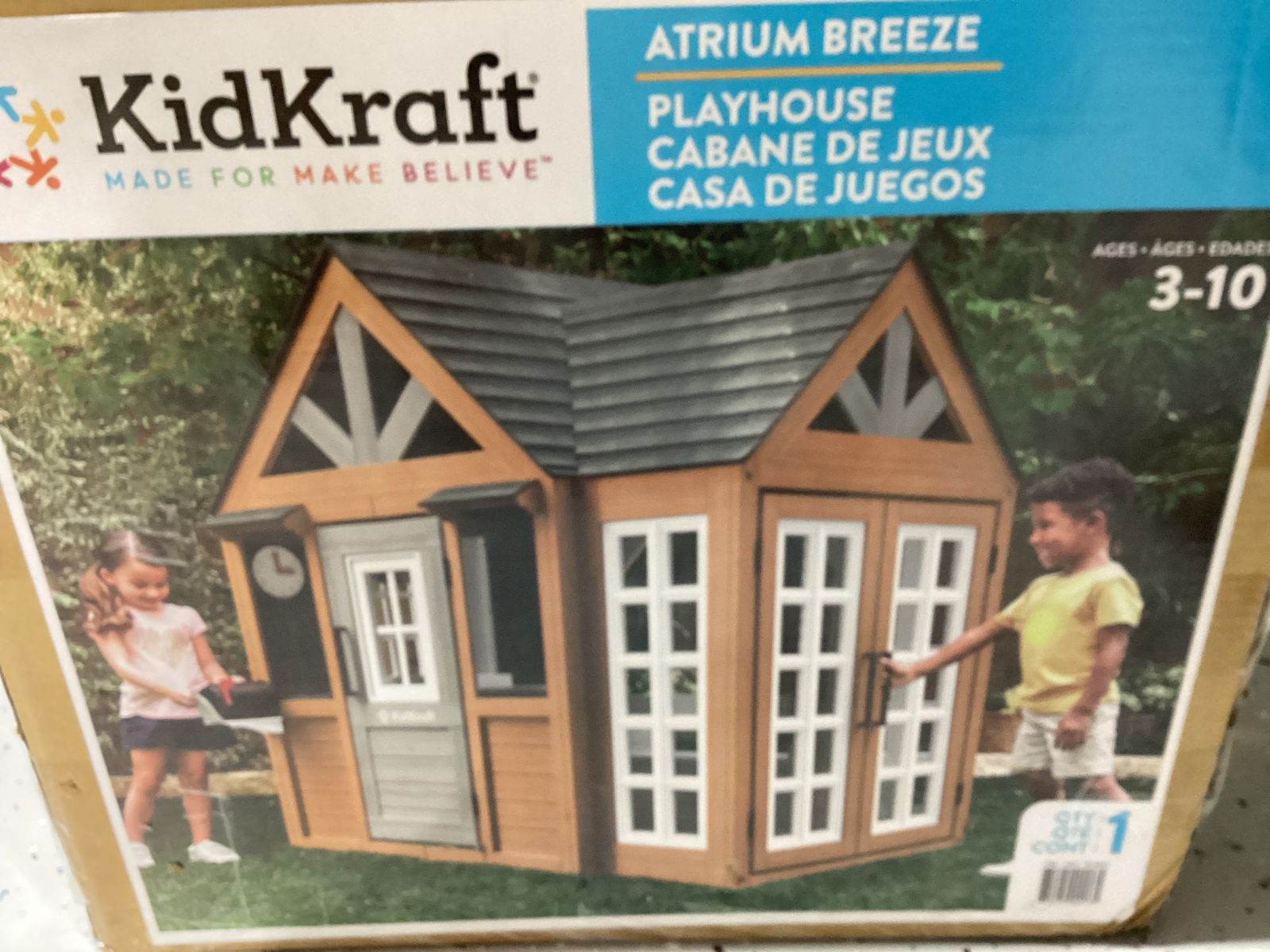 KidKraft Atrium Breeze Wooden Playhouse Ages 3-10 Outdoor Playset New in Box