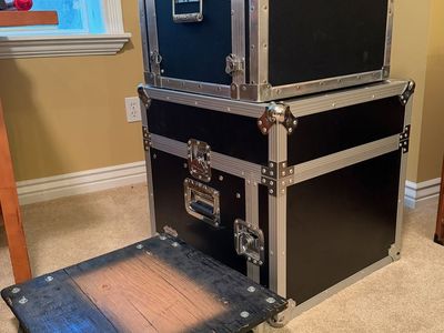 Anvil and Road Ready FX Rack Mount Flight Cases (2x) with Dolly