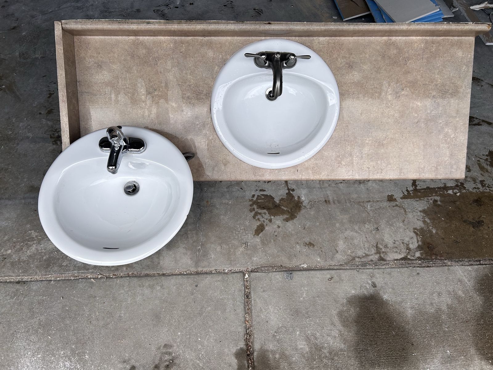 Glacier Bay Bathroom Sink with Faucet - White Oval Drop-in Basin, Double Vanity Top