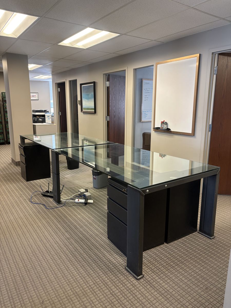 Glass Topped Metal Conference Table