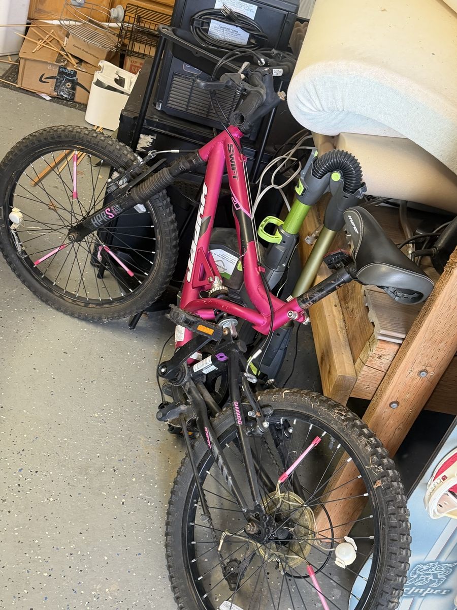 Pair of Kids Bikes - Pink Swift & Blue Cycle Cross - Both 20-inch Wheels