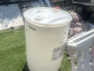 55 Gallon Plastic Drum Barrel White Storage Container