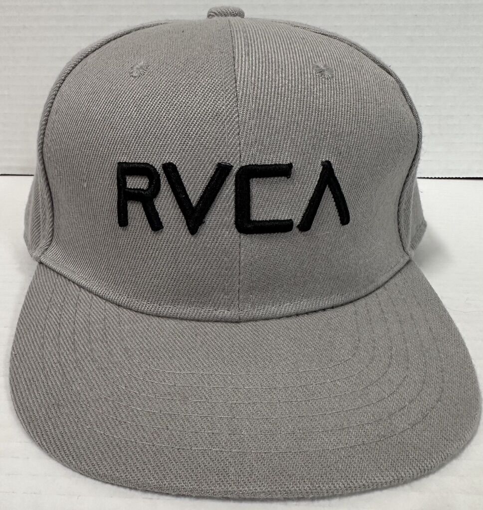 RVCA Gray Twill Black Raised Lettering Snapback