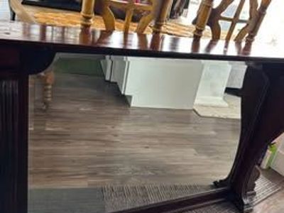 Antique Large Full Mantle Mirror Beveled Glass