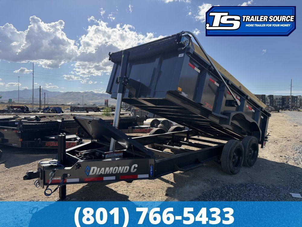7x14 Diamond C LPT 208 Pacesetter Pkg Dump Trailer - 32" Sides - 18K GVWR - 7 Gauge Floor and Walls