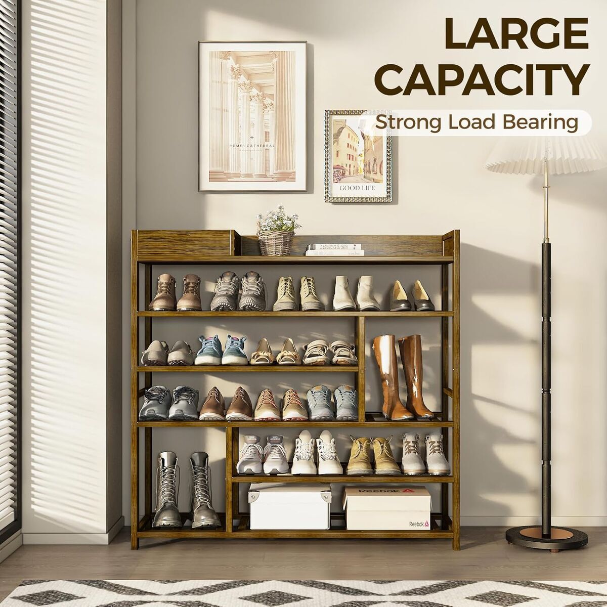 Bamboo Shoe Rack Organizer/Storage Wooden Shoe Storage Shelf/entryway, Closet Dark Brown (CB)