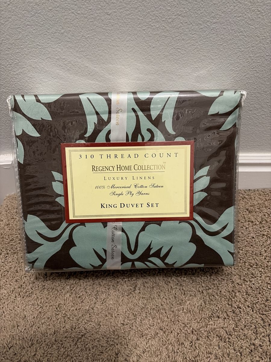 New High End King Duvet Set ( Brown/ Light Blue)