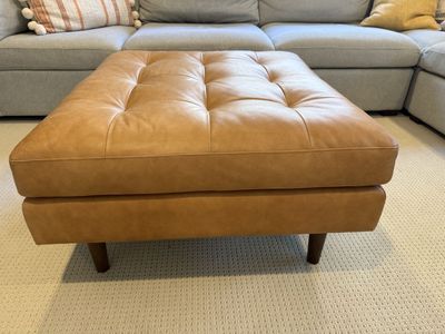 Poly & Bark Napa Leather Ottoman – Cognac Tan