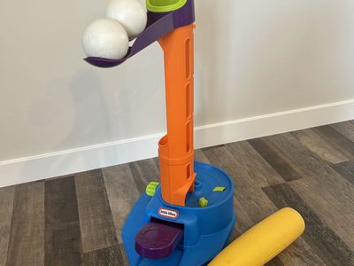 Little Tikes TotSports T-Ball Set - Kids Pop Up Pitching Machine w/ Bat & 2 Baseballs