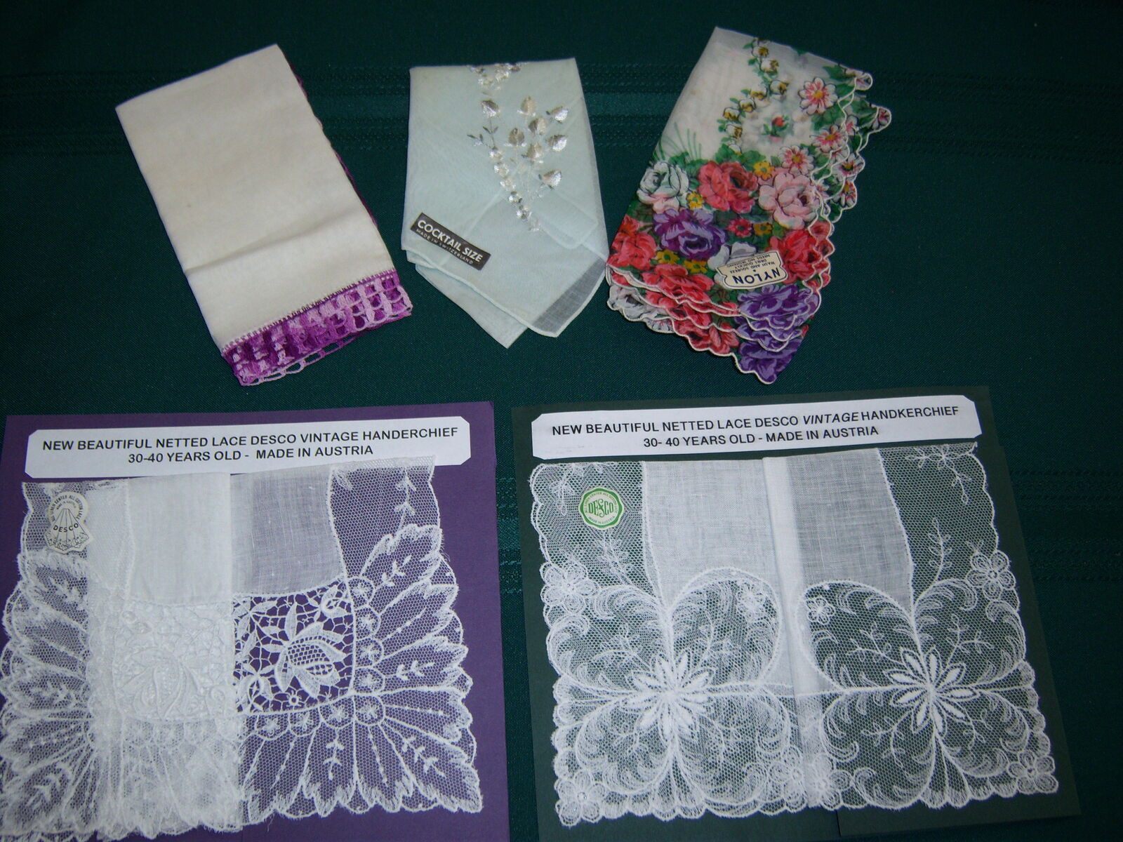 BEAUTIFUL VINTAGE KEEPSAKE OR COLLECTOR HANKIES ONLY $2.00 EASH