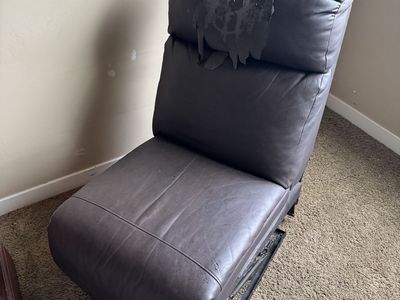 Brown Faux Leather Floor Chair / Video Game Chair with Reclining Function - Damaged Upholstery