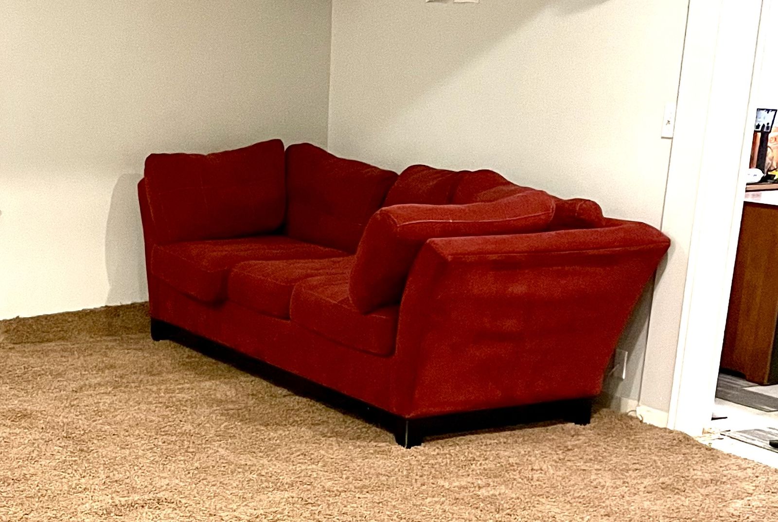 Large red couch & ottoman