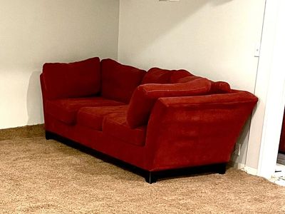 Large red couch & ottoman