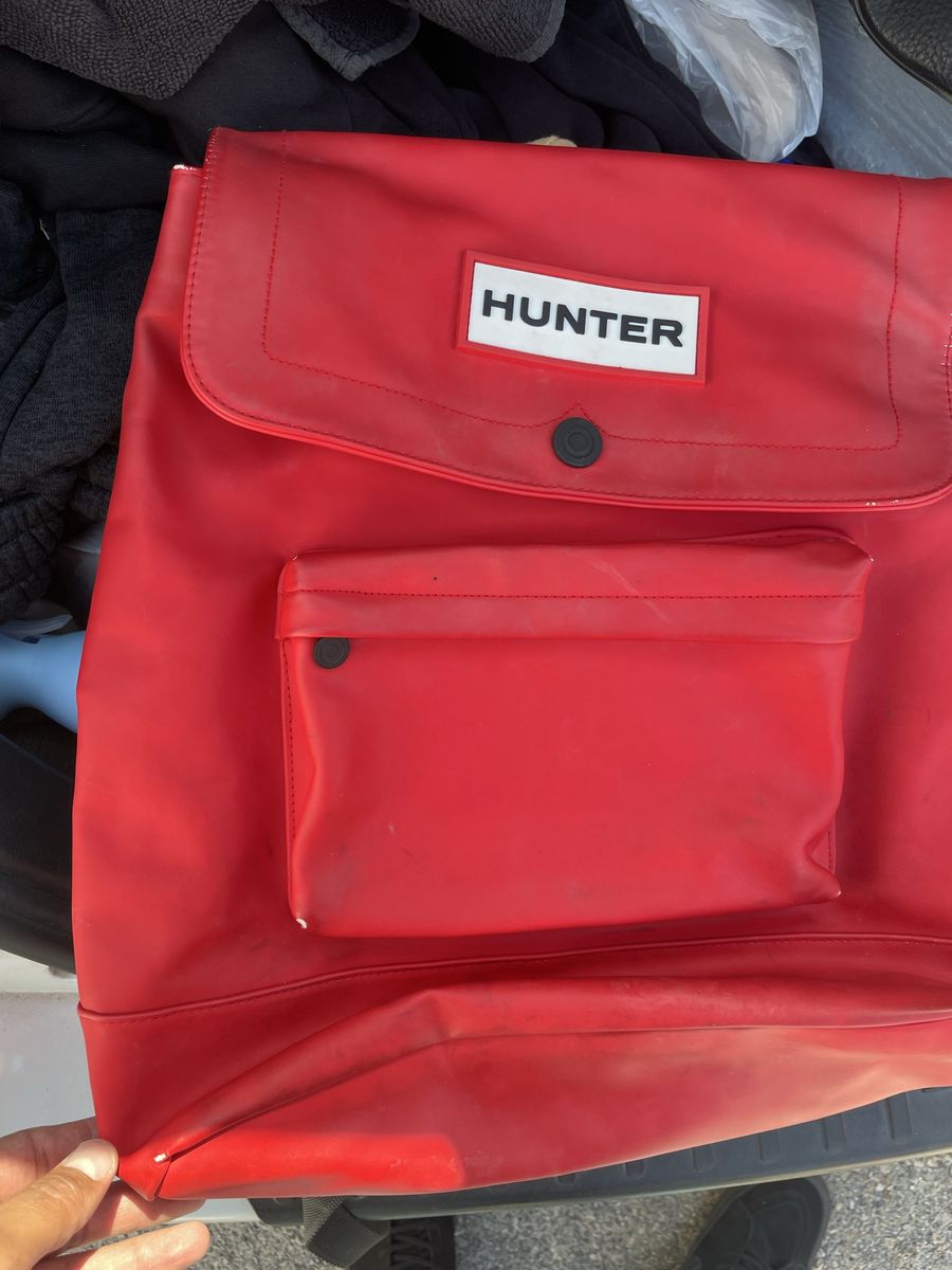 Hunter Original Topclip Red Rubberized Leather Backpack - Used