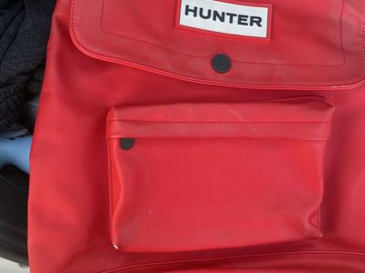 Hunter Original Topclip Red Rubberized Leather Backpack - Used