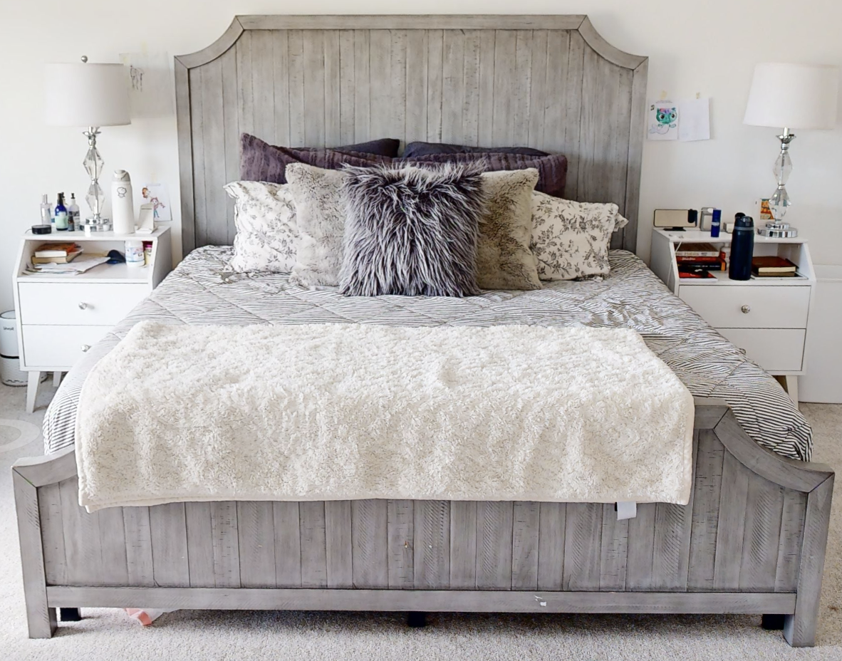 King Size Rustic Arched Bed Frame - Grey Wash (RC Willey)