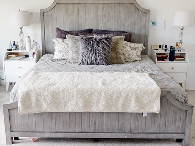 King Size Rustic Arched Bed Frame - Grey Wash (RC Willey)