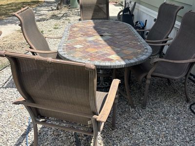 Ceramic top heavy duty picnic table with 5 chairs
