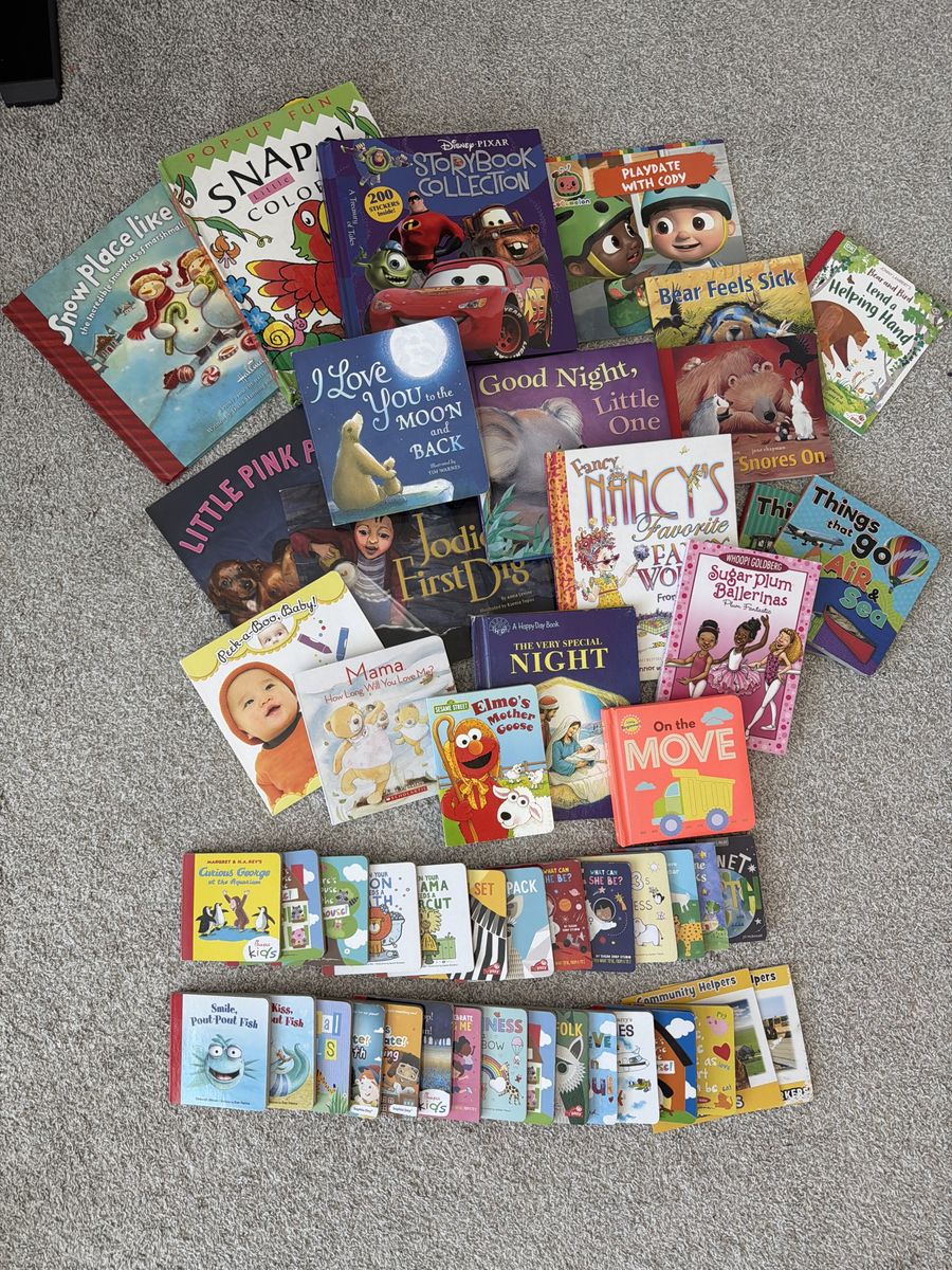 Large Lot of 40+ Mixed Children's Board Books & Picture Books: Disney, Elmo, Fancy Nancy & More