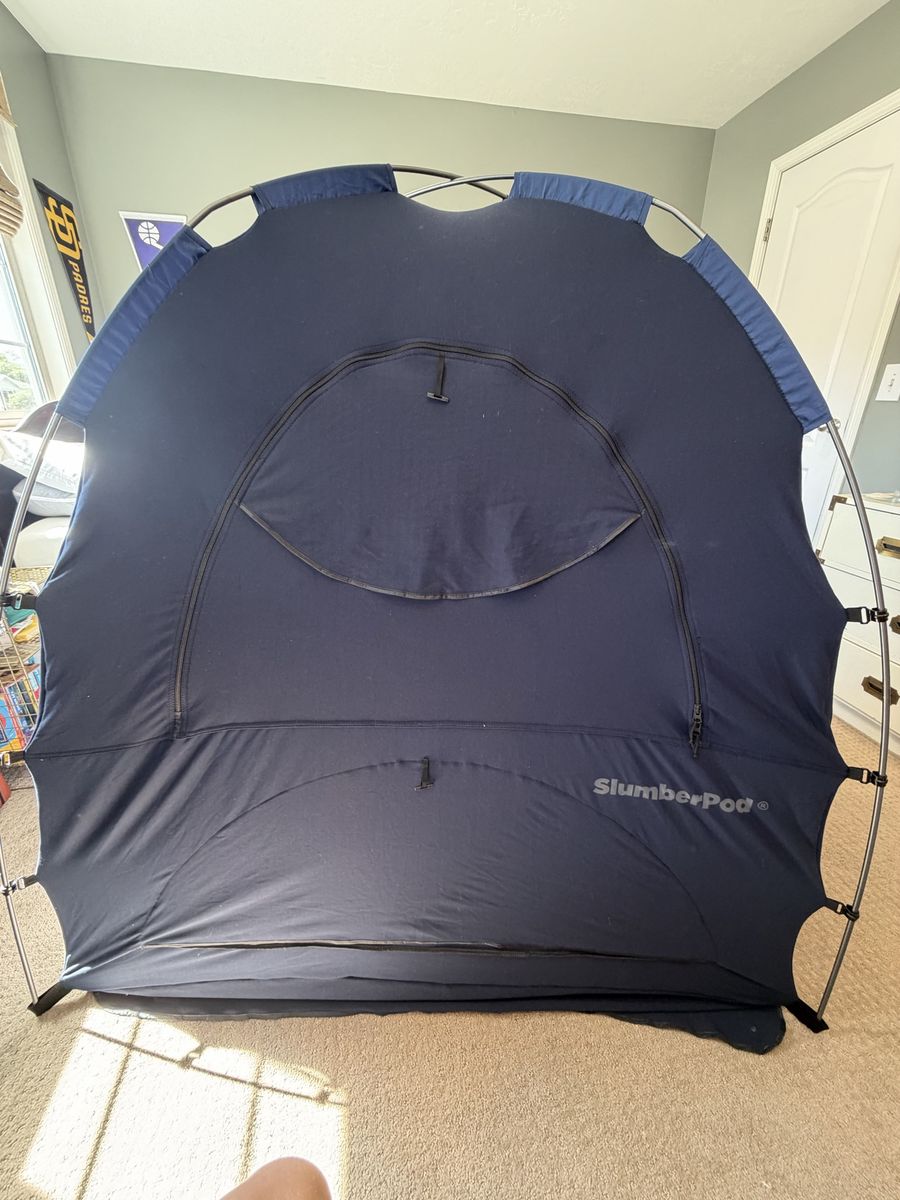 SlumberPod Portable Privacy Pod Blackout Canopy for Pack N Plays & Mini Cribs - Navy Blue