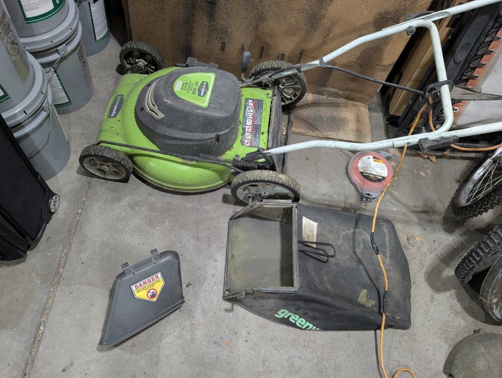 Greenworks 20" Electric Corded Lawn Mower & Greenworks Trimmer