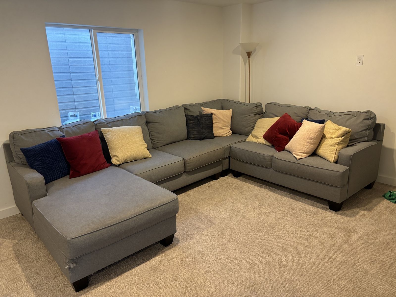 Spacious Gray Sectional Sofa with Chaise - UsedGood Condition