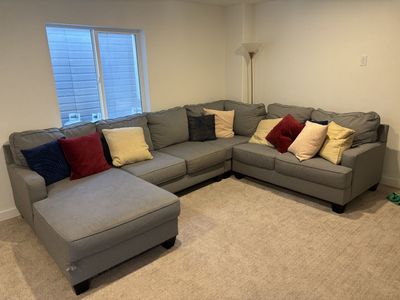 Spacious Gray Sectional Sofa with Chaise - UsedGood Condition