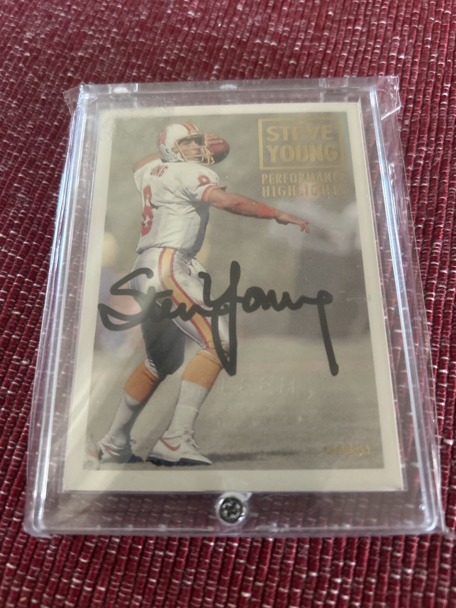 1993 Fleer Certified Embossed Steve Young Performance Highlights Autographed Football Card Rookie Tampa Bay Buccaneers Auto