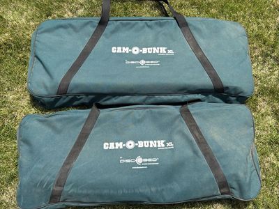 DISC-O-BED Cam-O-Bunk XL Portable Camping Cot with Organizers - Stackable Design