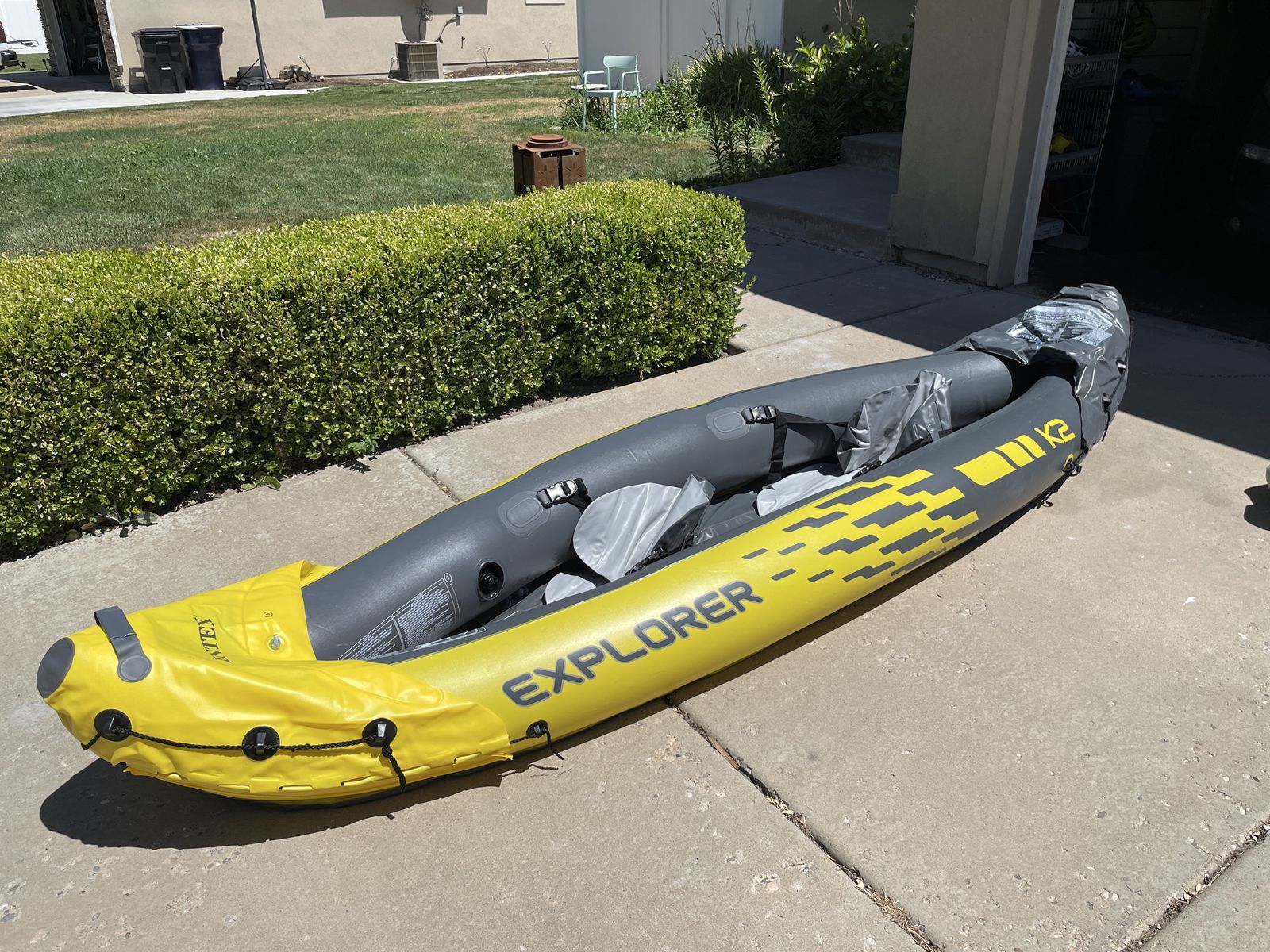 Intex Explorer K2 Inflatable Kayak - 2 Person, Yellow & Gray, Max 400 lbs Capacity