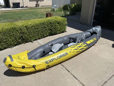 Intex Explorer K2 Inflatable Kayak - 2 Person, Yellow & Gray, Max 400 lbs Capacity