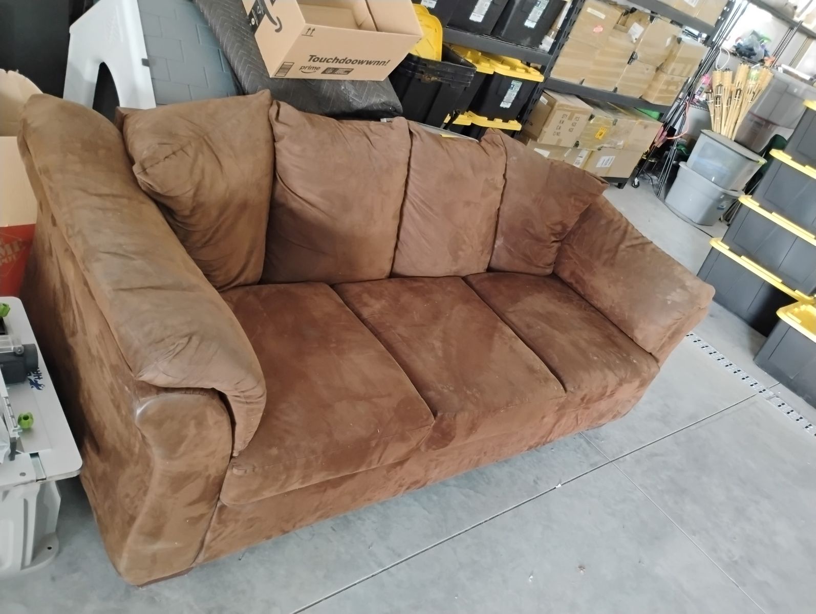 FREE - Brown Microfiber Fabric Couch - Used