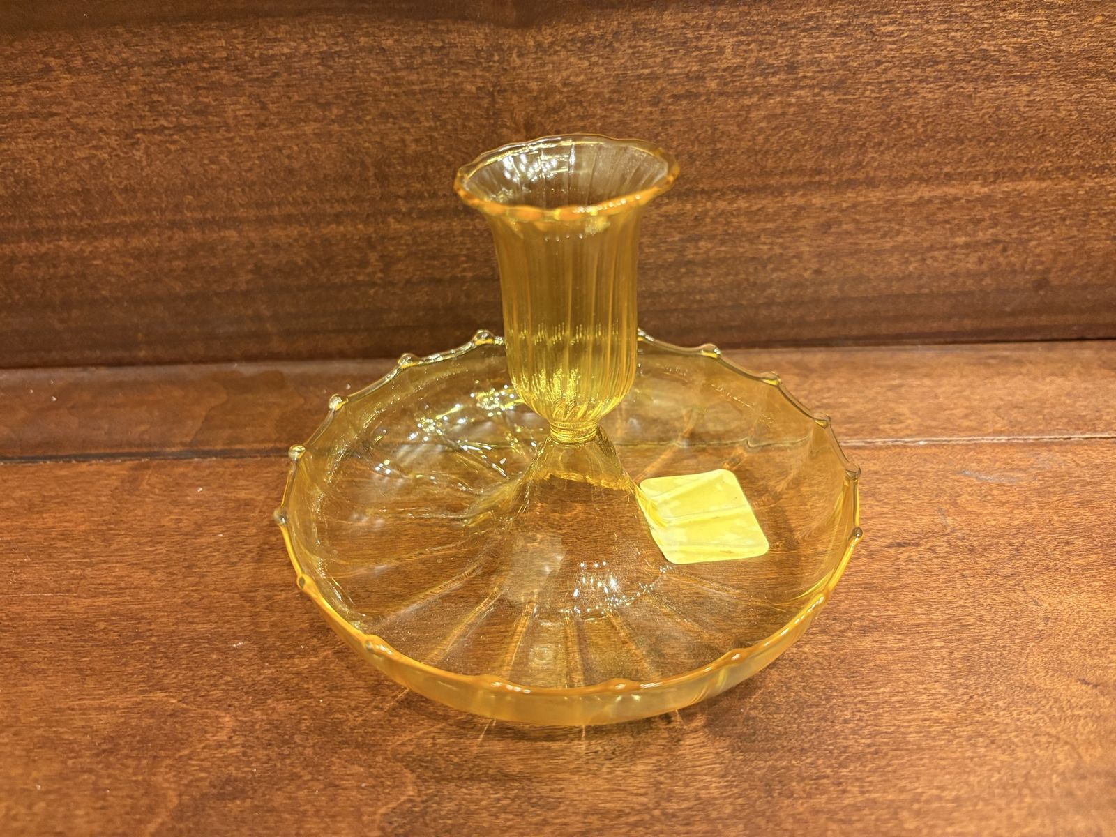New Yellow Glass Candle Holder 