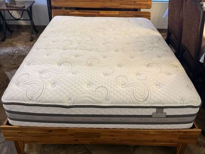 Serta iSeries Mattress with Wooden Slatted Headboard and Frame $140 queen size