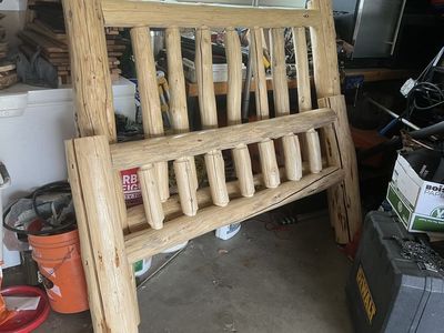 Queen log bed