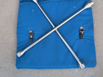 Cross Lug Wrench with Blue Canvas Storage Bag - Tire Iron Tool Brand new
