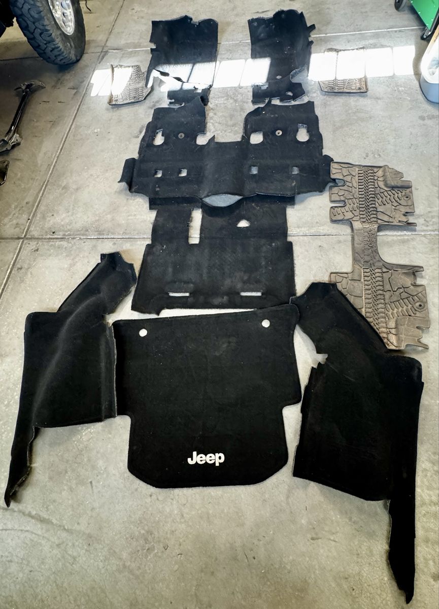 Jeep JKU Complete Carpet,  Floor Mats & Cargo Liner Set - Black Carpet & All-Weather - Used, Good Condition