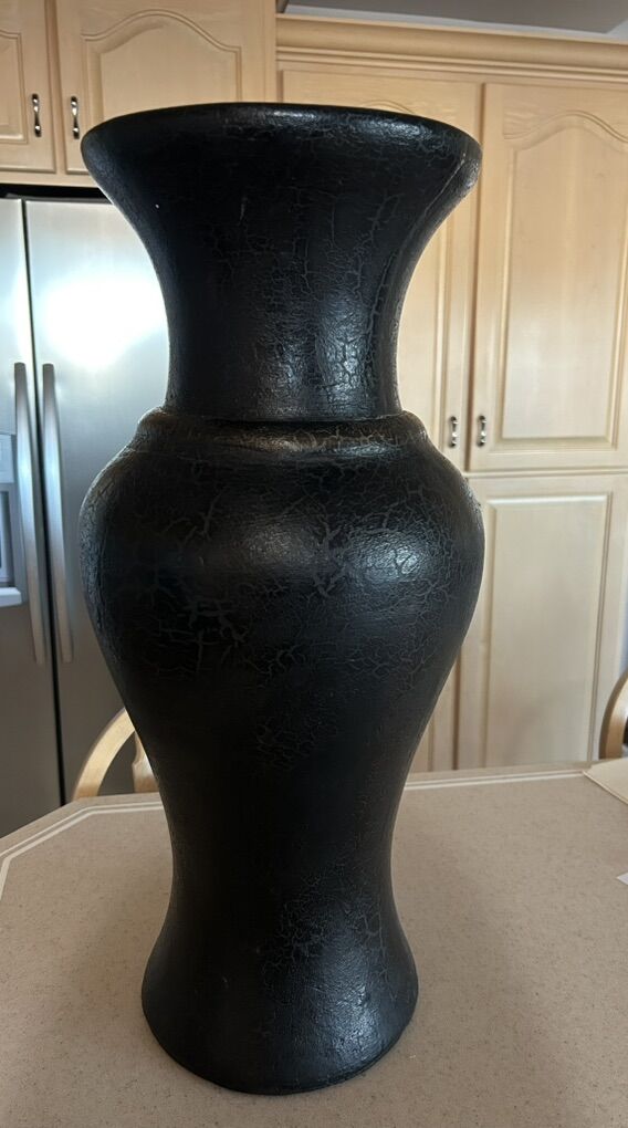 Beautiful Heavy Black Vase 23InchesTall 10 Wide