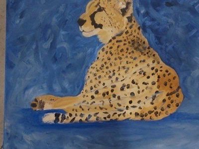 Original Cheetah Painting Oil on Canvas Wildlife Animal Art