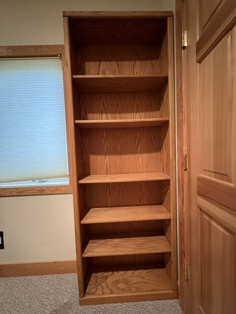 Solid Wood Bookshelf - 6-Shelf Tall Oak Bookcase, Excellent Condition