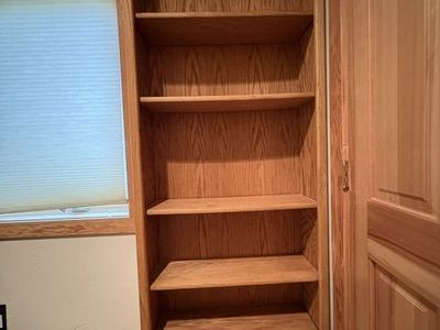 Solid Wood Bookshelf - 6-Shelf Tall Oak Bookcase, Excellent Condition